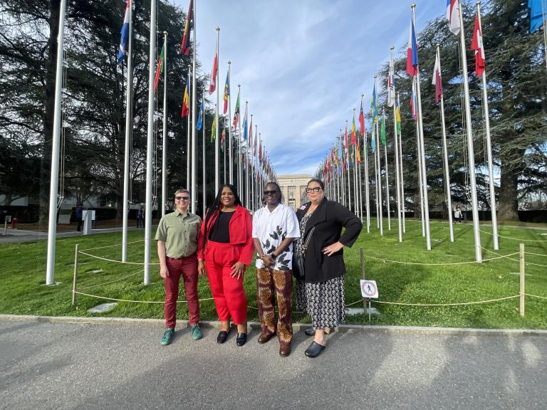 Intersex advocates stand proudly in front of the United Nations in Geneva